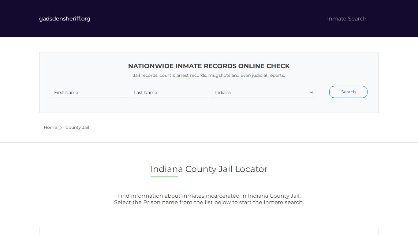 Indiana County Jail Inmate Search | Free Inmate Lookup