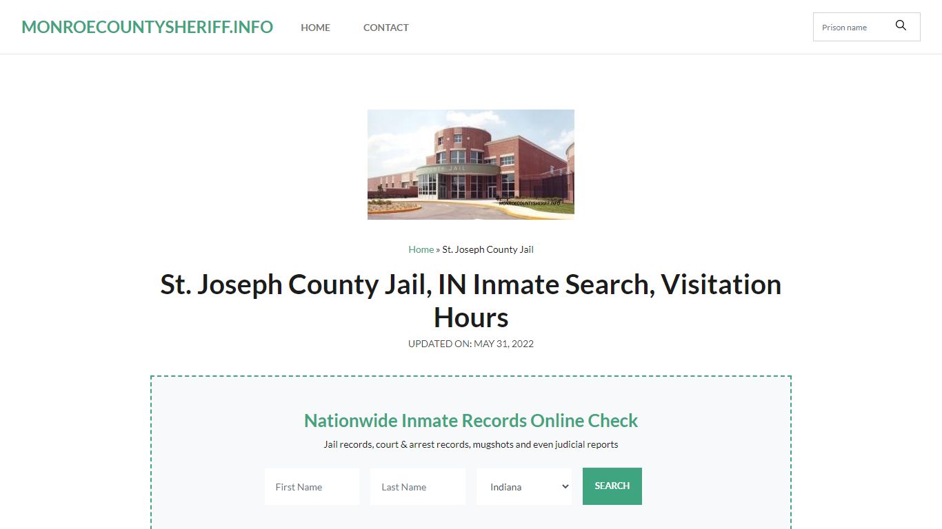 St. Joseph County Jail, IN Inmate Search, Visitation Hours